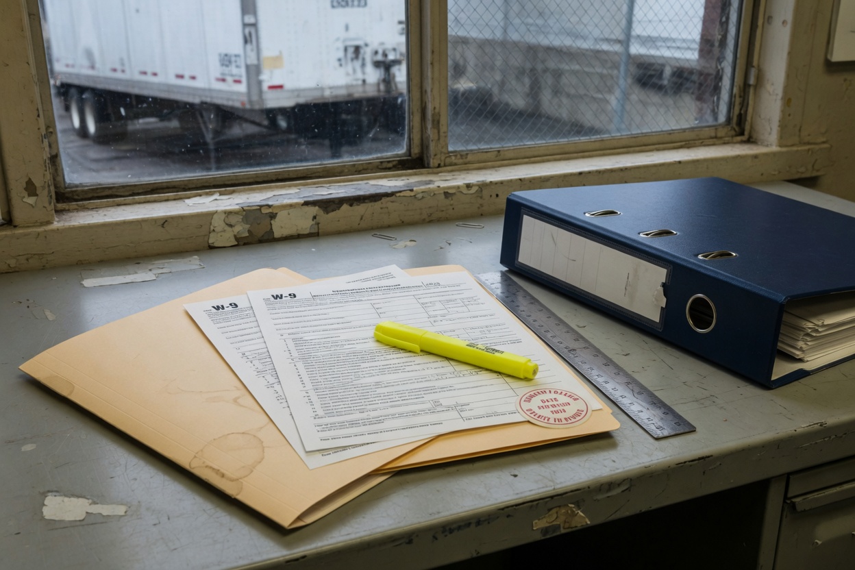 Compliance desk with insurance paperwork